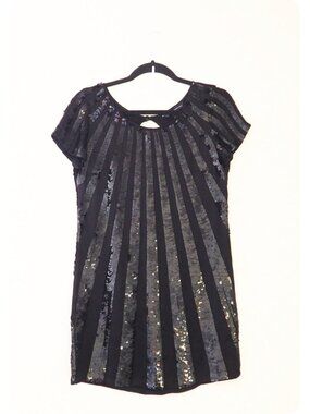 French Connection Black Sequin Shift Dress sz 4